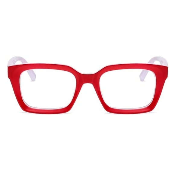Accessories - Non Prescription Thick Square Frame Clear Lens Eyeglasses Red